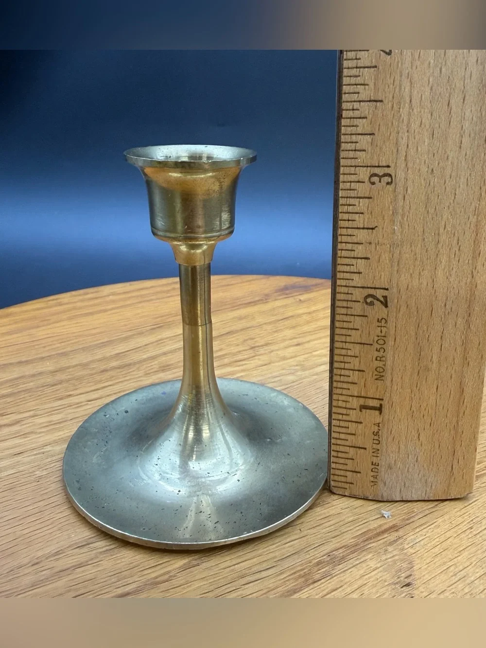 Vintage Small Brass Candle Stick Holder 3” Tall Made in Taiwan